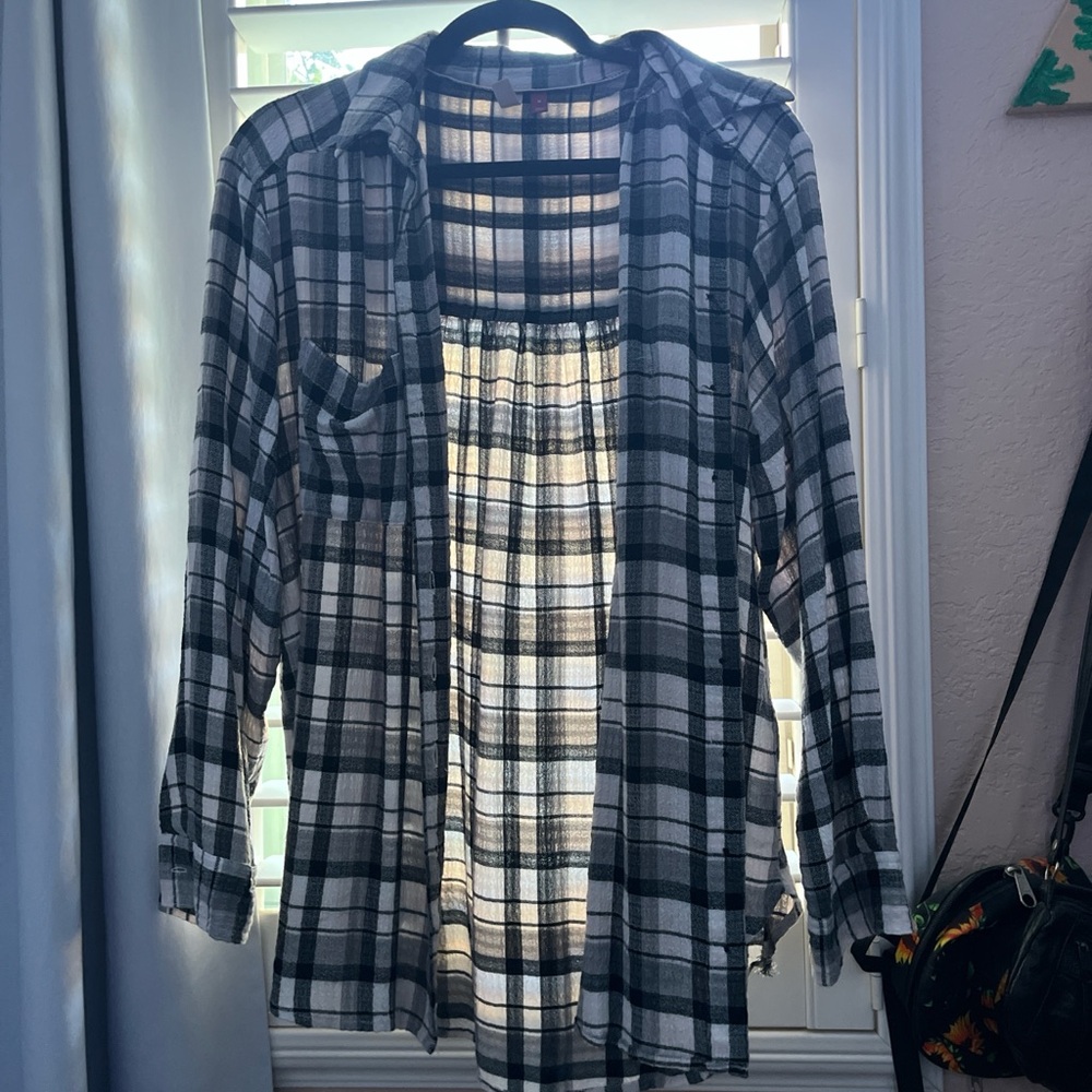 Pilcro Anthropologie Monochrome Plaid Flannel